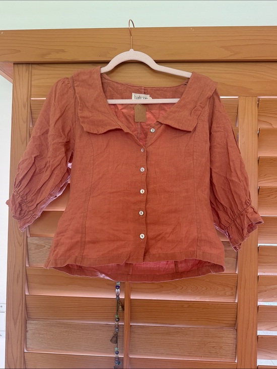 Harly Jae Tops - Harly Jae Rust Linen Button-Front Blouse